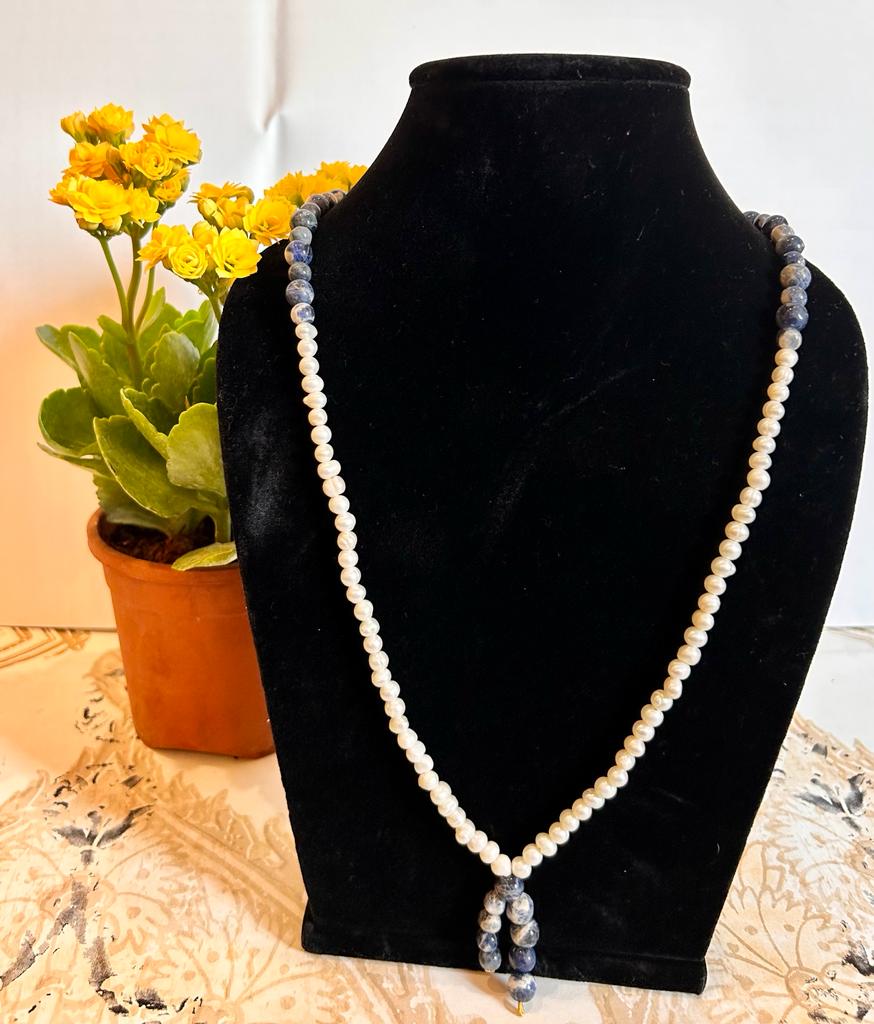 Sodalite and Pearl Necklace