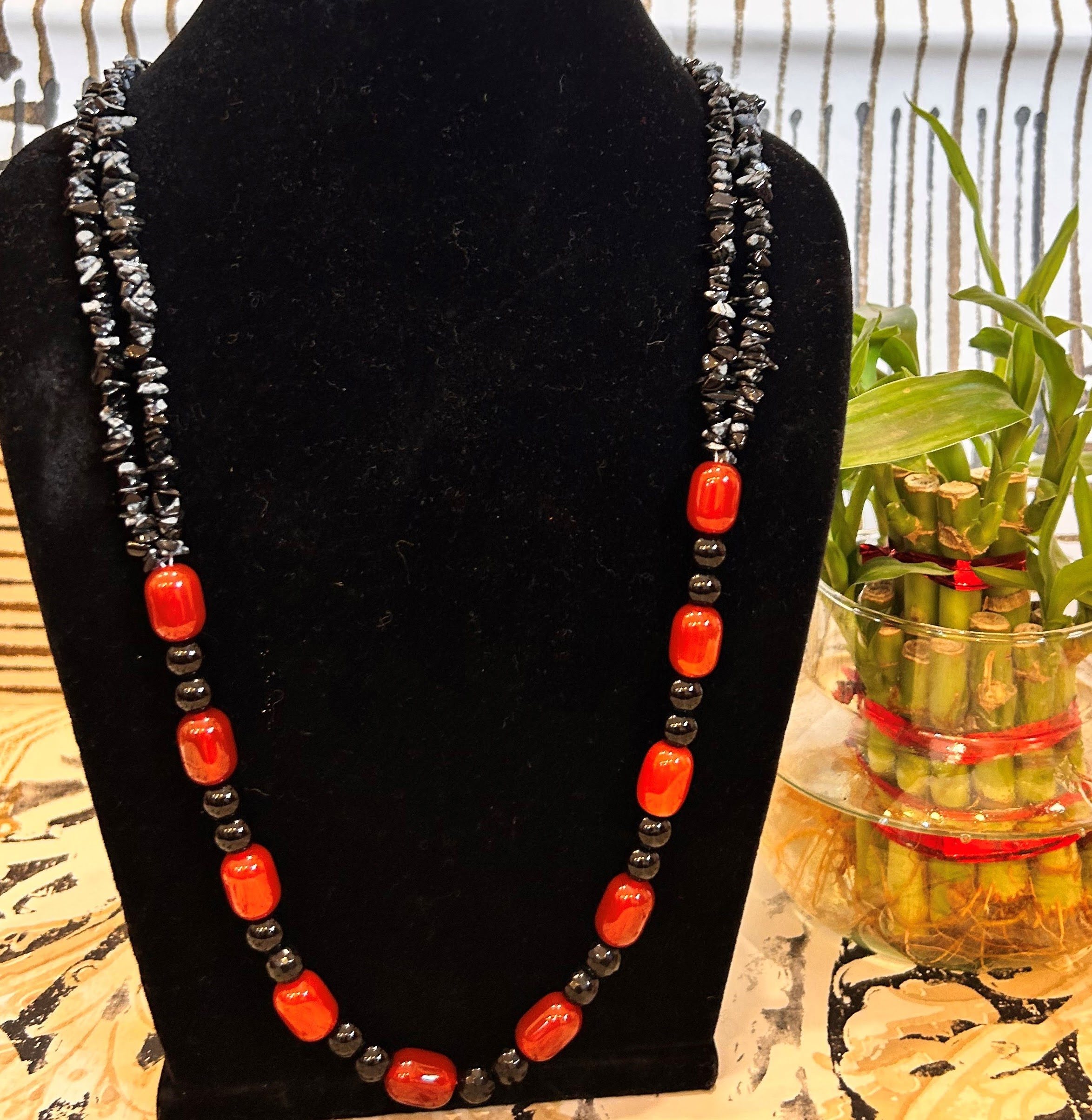 Carnelian tourmaline necklace